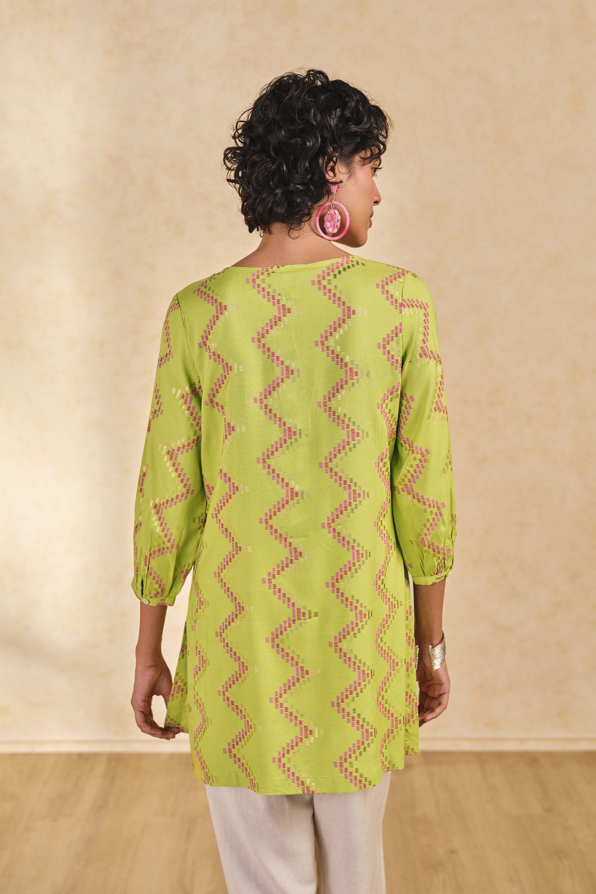 Lime Chevron Print Tunic, Lime, image 5
